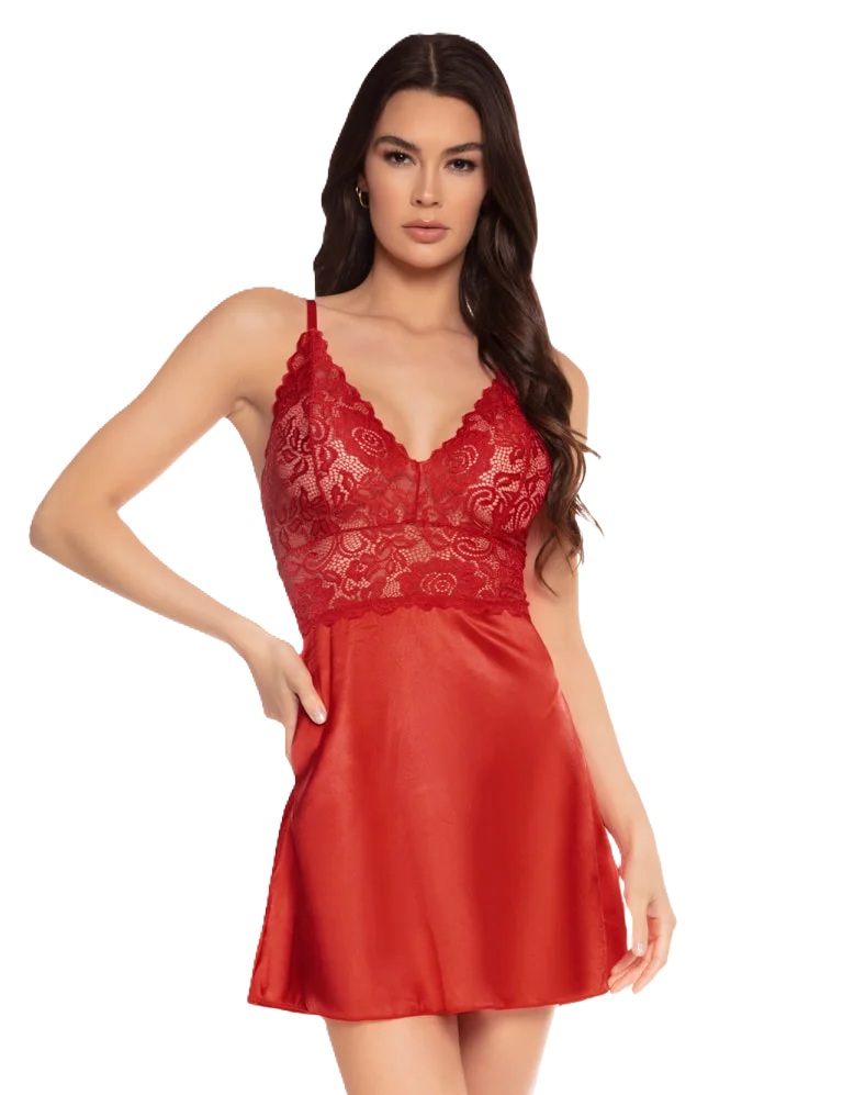 Ruby Satin & Lace Chemise Set (S/M/L)