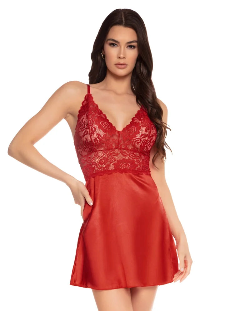 Ruby Satin & Lace Chemise Set (S/M/L)