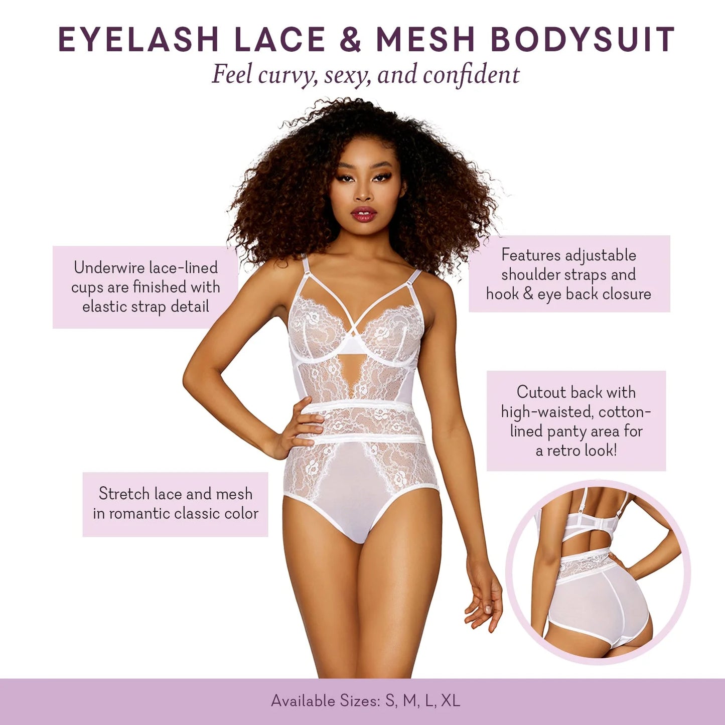 Eyelash Lace & Mesh Bodysuit (S-XL)